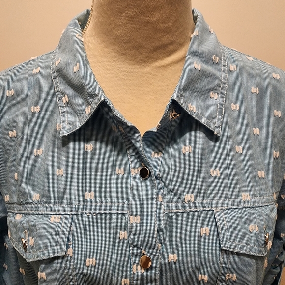 Christopher & Banks long sleeve blouse top denimish - Picture 2 of 5